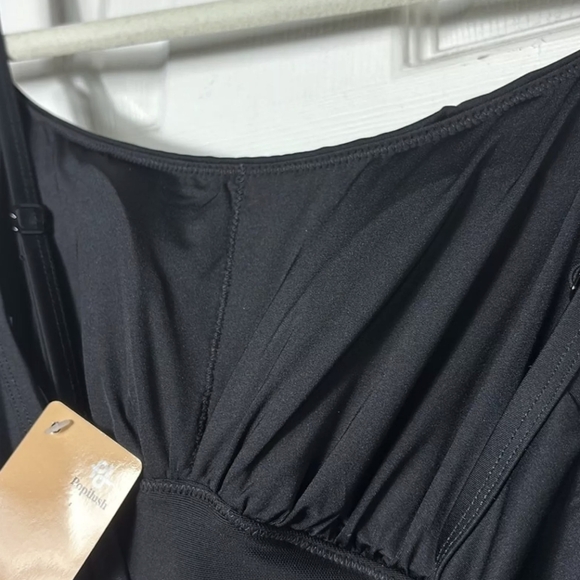 NWT Black Popilush Sleeveless Shaping Midi Dress built-in Bra Shapewear Snatched - Picture 10 of 14